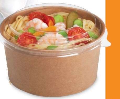 Couvercle pour pot carton salade kraft brun 1100ml
